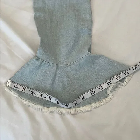 Vince Camuto size 27/4 light blue flouncy ruffle raw edge hem EUC worn 2 times - Picture 9 of 10